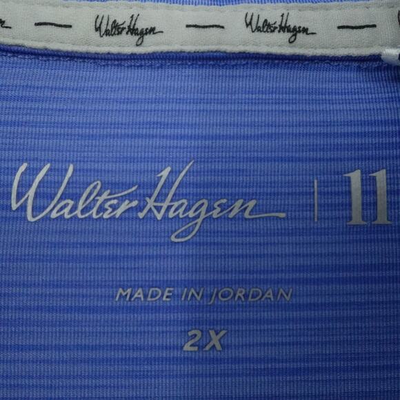 Walter‎ Hagen Shirt Mens XXL Blue Striped Stretch Opti Dri Polo Golf Performance - Picture 2 of 10